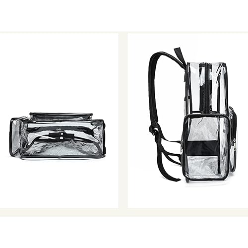 Clear PVC Backpack With Reinforced Straps & Pockets, 40x30x13cm Large Capacity Daypack For Travel & Campus Commute3