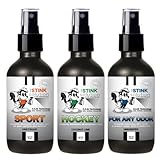 The Stink Solution Unscented, Sport, & Hockey Odor Eliminator Spray | Sports & Hockey Gear Deodorizer for Gloves, Cleats, Equipment, Shoes 3 4 oz Bottles in Unscented, Driftwood, & Coconut Lime Scents