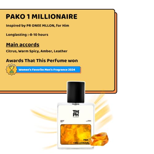 Image of TMPerfumehouse PAKO 1 MILLIONAIRE EDP for Men & Women | Sweet, Spicy & Long Lasting Perfume Spray | Warmspicy, Cinnamon & Citrus Fragrance | Luxury Gift for Him & Her | TMPH | 50ml