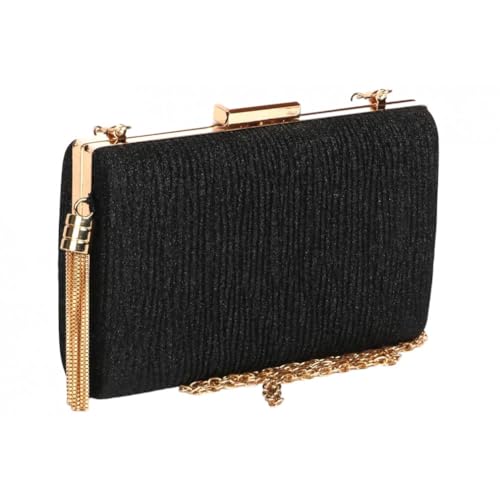 Minaudière noire dorée à strass : pochette femme chic pour mariage Aela