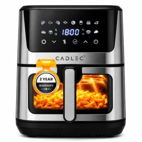 Image of Cadlec AirPulse 2100W Digital Air Fryer | 360 Rapid Air Circulation, 12 Preset Menus, Touch Control Panel, 8L Non-Stick Basket, Low Oil Cooking, 2-Year Warranty, Silver