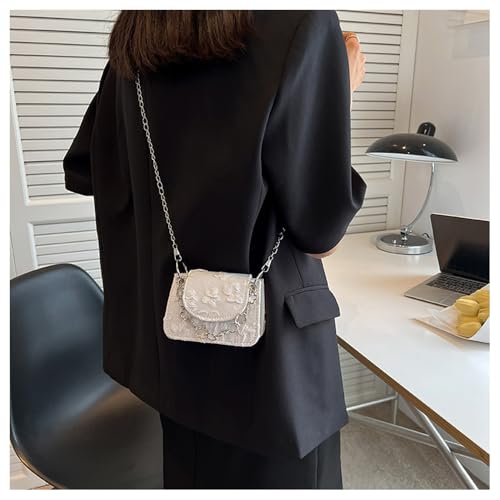 Women Small Shoulder Bags Quilted Crossbody Distressed Jean Denim Purse Evening Bag Clutch Handbag with Chain Strap3