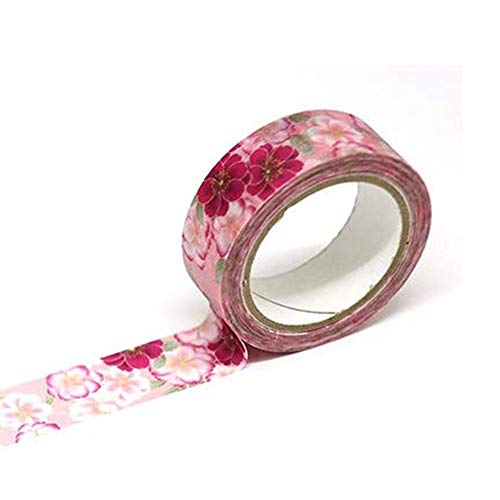 Image of Kamiiso Kimono Washi Masking Tape (15mm) - Double Cherry Blossoms - for Scrapbooking Art Craft DIY Photo Album Decoration