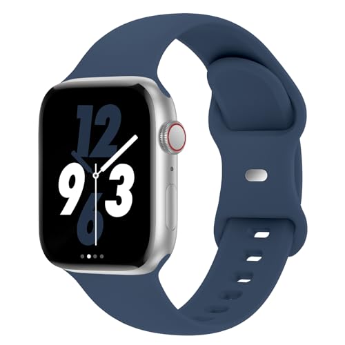 Sport Band Compatible with Apple Watch 38mm 40mm 41mm 42mm 44mm 45mm 46mm 49mm, Replacement Soft Silicone Strap Wristbands for iWatch Series 11/10/9/8/7/6/5/4/3/2/1 Ultra SE Women Men, Abyss Blue