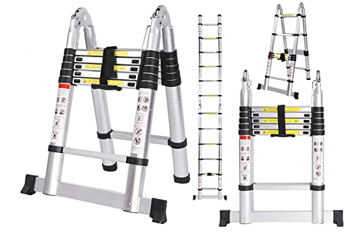 Escada Telescópica Extensiva Alumínio Multifuncional 3,8m 12 Degraus