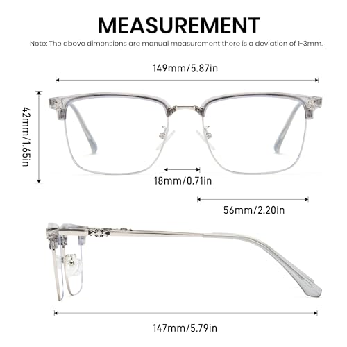 Image of Cyxus Retro Blue Light Glasses Men - Square TR90 Metal Blowline Frame Stylish Trendy for Computer Daily Work 8252