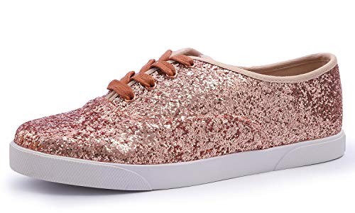 Image of FEVERSOLE Women's Fashion Dress Sneakers Party Bling Casual Flats Embellished Shoes
