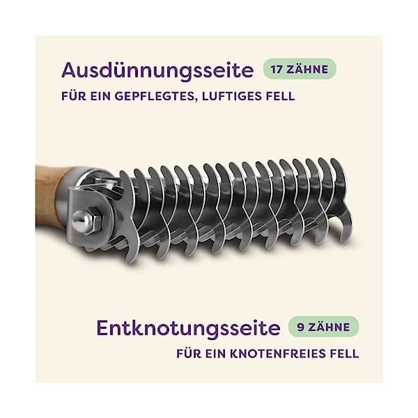 Hundebürste - Effektives Entfernen von Unterwolle - Nachhaltiges FSC®-Holz - Weiche Pflege - Doppelseitige Fellbürste - Hunde & Katzen Bürste – Bild 4