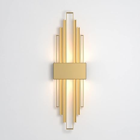 LQX LQX Wandlamp, Geometrische Led Wandlamp Moderne Metalen Wandkandelaar Lamp, Woonkamer Decor Muurbevestiging Verlichtingsarmatuur, Slaapkamer Bedbank Tv Achtergrond, 3000K Warm Wit/Gold