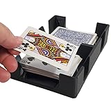 Deluxe Playing Card Tray or Caddy for card games like canasta, rummy, UNO and more - Cardian brand cardholder/caddy with felted bottom - Non-Swivel - Made in USA (BLACK)