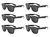 Hitopin Schwarze Rasterbrille Pinhole Brillen,6PCS Rasterbrille Augentraining, Pinhole Brillen zur Verbesserung des Sehvermögen, Raster-Brille Augentrainer Lochbrille, für Sehvermögen-Verbesserung