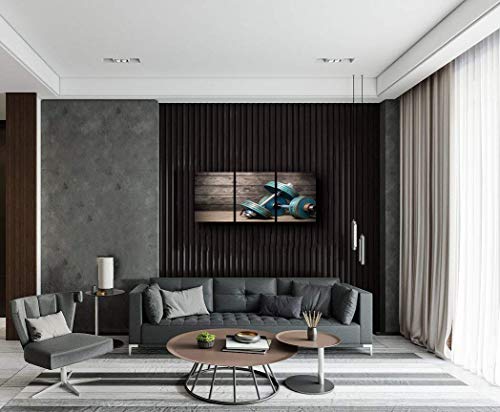 April Art Vintage Dumbbells Canvas Print Fitness Bodybuilding Poster For Boys Room Décor For Sports Room & Game Room Decor Boys Gift Contemporary Art 3 Panels 12X16 Inch Each #TOP5