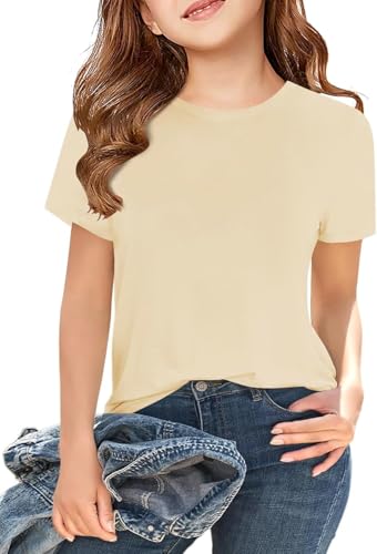 Image of Girls Summer Short Sleeve T Shirts Kids Basic Tees Crewneck Tops 5-14 Years