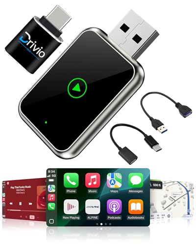 Drivio Wireless CarPlay Adapter for iPhone & Android | USB CarPlay Wireless Adapter with Screen...
