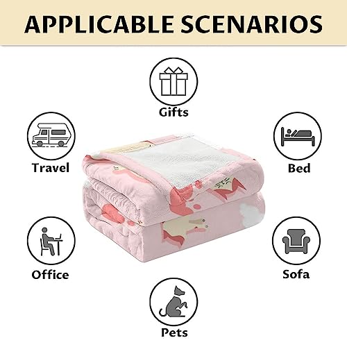 Cat Blanket Gifts - 40"x50" Cute Throw for Kids & Adults - Pink Soft Fuzzy Blankets for Bed, Couch & Living Room