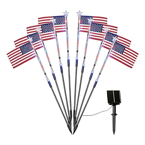 Lampe solaire patriotique en acrylique avec piquets de drapeaux de 67 cm