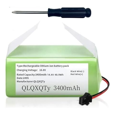 QLQXQTy Replacement Battery for Eufy RoboVac 11, 11S, 30, 30C, 15C, 15T, 12, 35C, 15C MAX, for Ecovacs Deebot N79S, 500, N79, DN622, for Tesvor X500 Robot Vacuum Cleaners 14.4V 3400mAh Cover