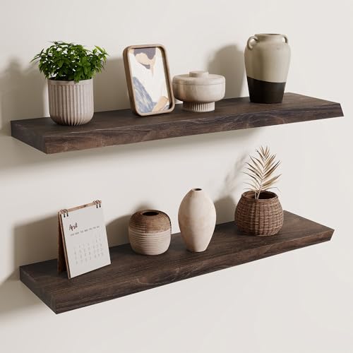 Image of Axeman 30 inch Floating Shelves for Wall Live Edge, Walnut, 2PCs