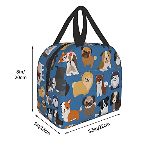 Duduho Cute Dog And Puppy Animal Set Lunch Bag Compact Tote Bag Reusable Lunch Box Container For Women Men School Office Work #TOP1