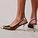 ZJGZF Brown Women Slingback Sandals Stiletto Pumps Metal Kitten Heels Pointed Closed Toe Heeled Sandals Fashion Party Wedding Shoes with Crystals