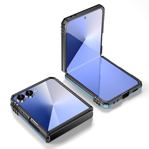 Image of Slide Camera Cover with Ring Holder Mobile Phone Case Cover for Samsung Galaxy Flip 7 (Blue)