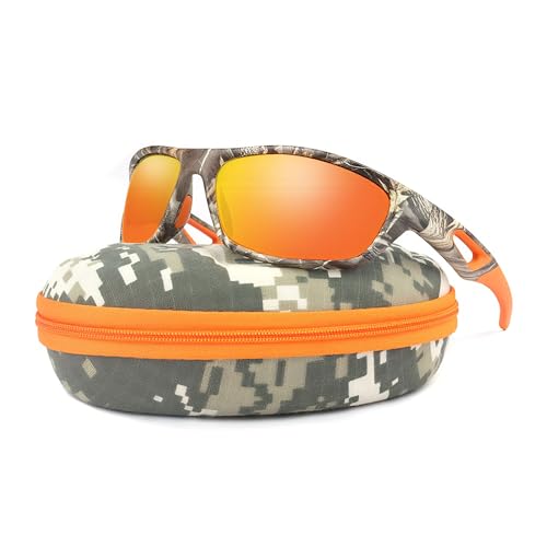 JIANGTUN Camo Polarized Wrap-around Sport Sunglasses for Men Women UV400 Driving Fishing Hunting Sun Glasses