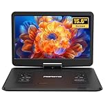 POFOTO Lettore DVD Portatile da 17,5'' con Schermo Rotante HD 15,6", Autonomia di 6 Ore, Supporto Formati Multipli/SD/USB, Sync TV e Proiettore, Antishock e Memoria, Doppi Altoparlanti (Nero)