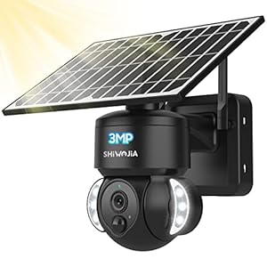 Solar Outdoor WiFi Surveillance Camera, SHIWOJIA Solar Powered Camera 1080p Wireless, Pan/Tilt, Two-Way Audio, PIR…
