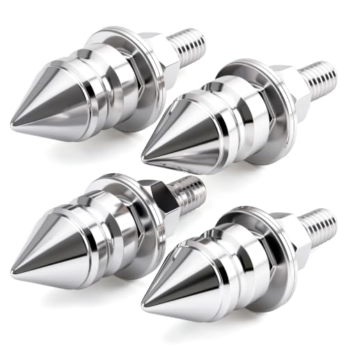 MEAJOO 4Pcs Spike License Plate Screws Kit Decorative Anti-Theft Bolts Stainless Steel & Aluminum Alloy Silver Car Motorcycle Truck Frame Fasteners Universal Fit