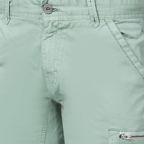 Image of Spykar Men Olive Green Cotton Slim Fit Ankle Length Mid Rise Trousers