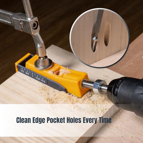 POWERTEC Single Pocket Hole Jig Kit for Woodworking - Pocket Hole Screw Jig with Drill Bit, Driver Bit, Hex Key & Stop Collar (72249) by POWERTEC - Used condition - Image 8