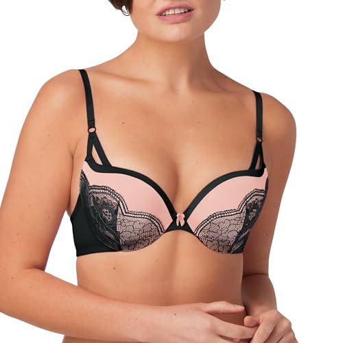 Maidenform Underwire Demi, Best Push-Up Bra with Wonderbra Technology, Smoothing Lace-Trim with Push-Up Cups