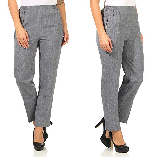 Sockenhimmel Hosen Damen Seniorenhose Kurhose leichte Damenhose Schlupfhose für jeden Tag Kurzgrößen Stoffhose mit Bügelfalte (22, Hellgrau)