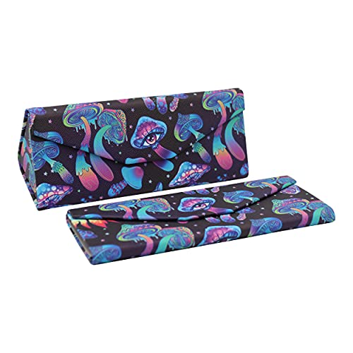 Real Sic Mushroom Glasses Case - Vegan Leather Magnetic Folding Hard Case for Sunglasses, Eyeglasses, Reading Glasses