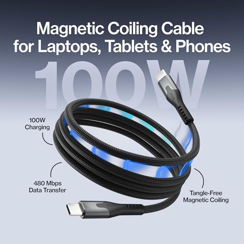 Image of Statik MagStack Pro USB C to USB C Cable, Magnetic Type C Charger Fast Charging Cord, On The Go Magnetic Charging Cable for Car, Compatible with iPhone, iPad & Android, 100W 3FT (Pack of 3)