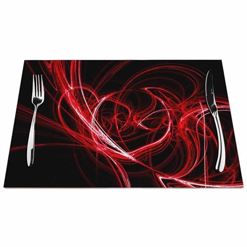 Walmsco Placemats Red Circle Abstract Lines Decor For Dining Room Kitchen Table Waterproof Non-Slip Washable Heat Resistant Placemats Set of 4 12x18
