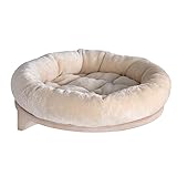 natural PARADISE - Wandliegebett Dahlia | Rundes Katzenbett mit gemütlichem Rand & Klettfixierung | Wandkratzbaum | Ø 48 cm (Creme)