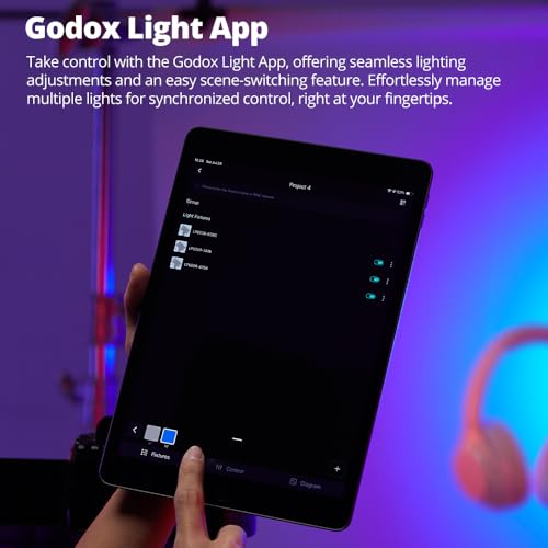 Godox Litemons LP600Bi-K2 Bi-Color LED Light Panel W/APP Control,2 Pcs 60W Studio Photography Lighting W/Barndoor,2800K -6500K,FX Modes/360°Rotatable/CRI 96+ TLCI 96+ with Light Stand,Carry Case by GODOX - Used condition - Image 7