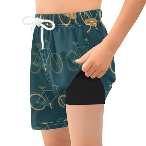 Maillot de bain garçon rétro vert sarcelle 4 ans avec doublure compression Yuiboo
