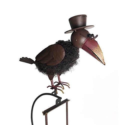 Mobile de Jardin à Balancier à Piquer Tuteur à Plantes Corbeau en Métal 11x38x149cm