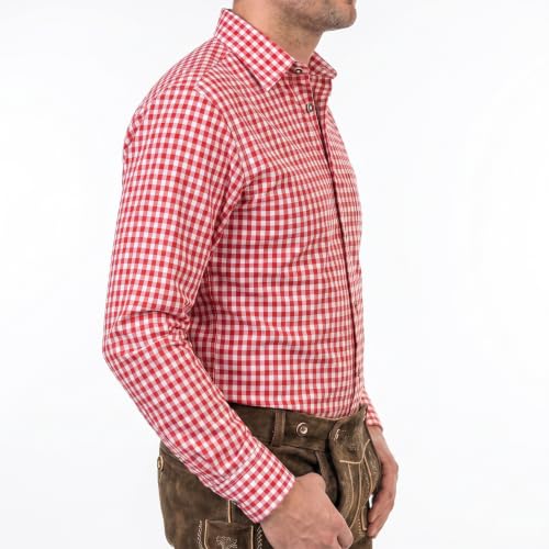 Arshman Oktoberfest Shirt for Men - Mens Red and White Gingham Bavarian Trachten Shirts Best with Lederhosen – Sizes S to 2XL (Extra Large) by Arshman - Used condition - Image 3