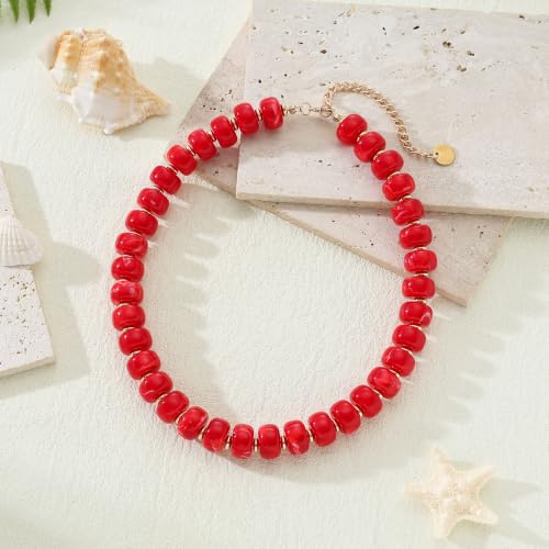 Noihlja Chunky Beaded Choker Necklace for Women Summer Beach Acrylic Beads Necklaces Trendy Boho Statement Colorful Necklace Jewelry Accessories by Noihlja - Used condition - Image 3