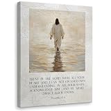 WODMIS Jesus Christian Wall Decorations Framed Canvas Art, Jesus Walking on Water Bible Verses Religious Decor Canvas Home Decorations for Bedroom Living Room Church Office Wall Decor 11x14