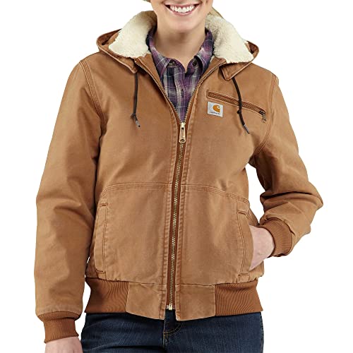 Carhartt Women's 100815 Women's Weathered Duck Jacket - Sherpa Lined - Large Regular - Carhartt Brown