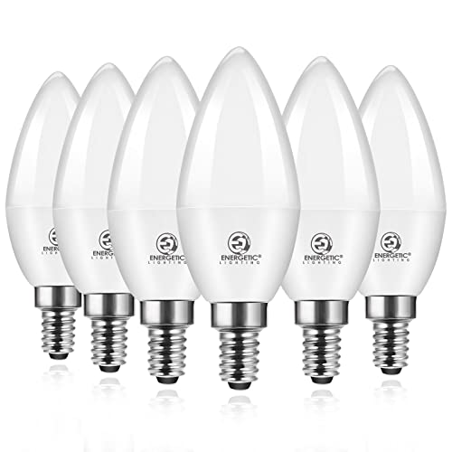 Energetic E12 LED Candelabra Light Bulbs 5.5W (60 Watt Equivalent) 3000K Warm White 600LM Chandelier Light Bulbs B11 Candle Bulbs for Ceiling Fan RA 80 Recessed Can Light Non-Dimmable Pack of 6