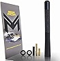 Mega Racer 5' 127 mm Carbon Fiber Polished Finish Black Short Automotive Antenna with Internal Copper Coil AM FM Compatible for Car and Truck Vehicle, 1 Piece