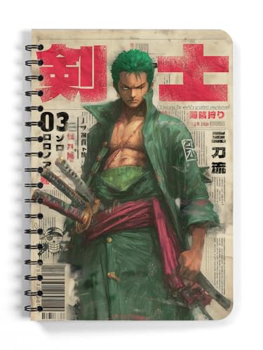 Image of ComicSense.xyz Anime Sketchbook Santoryu Warrior Printed A5 Spiral Drawing Sketch Book Unruled for Kids Students Gift