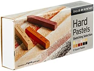 Daler-Rowney Artists' Hard Square Pastel Sketching Set, 12 Assorted Colours, Ideal for Professional Artists
