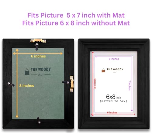 Image of Wooden Rectangular Photo Frame With Mat,Black Photo Frame 5 X 7 Inch With Mat Or 6 X 8 Inch Without Mat For Wall Decoration,Gallery Walls,Best Wooden Photo Frames For Posters & Photos