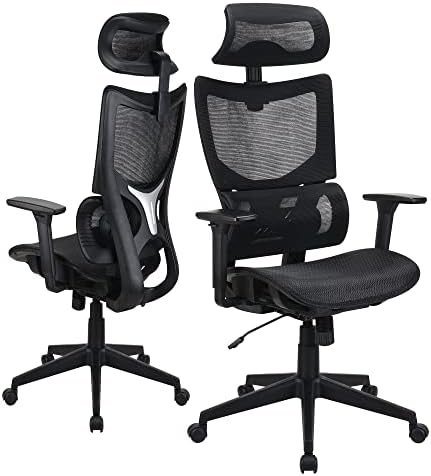 Play haha.Back Friendly Office Chair Ergonomic Desk Chair Swivel Chair With Adjustable Lumbar Support Headrest And Armrest Height Adjustment and Rocker Function(Black)